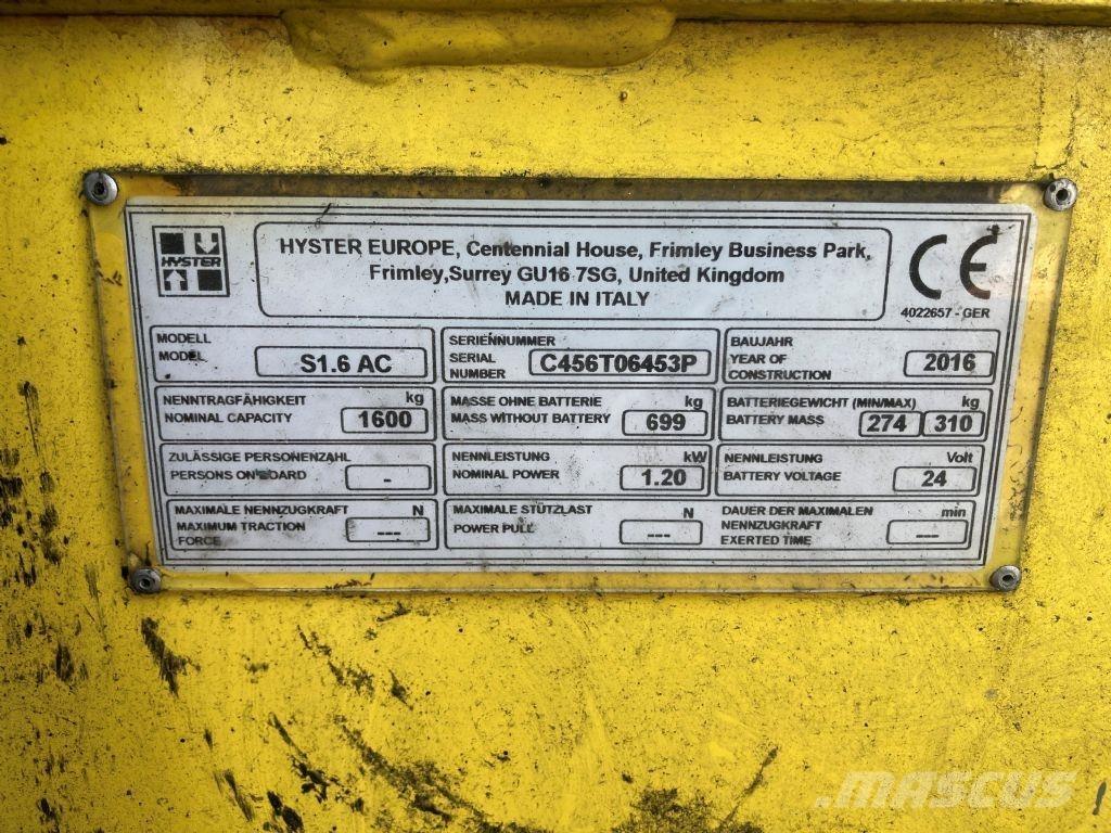 Hyster S 1.6 AC Ručni električni viličar
