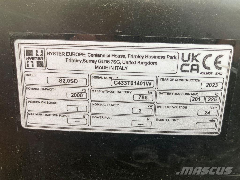 Hyster S 2.0SD Ručni električni viličar