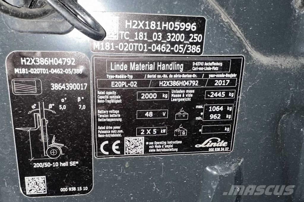 Linde E 20 PL Električni viličari