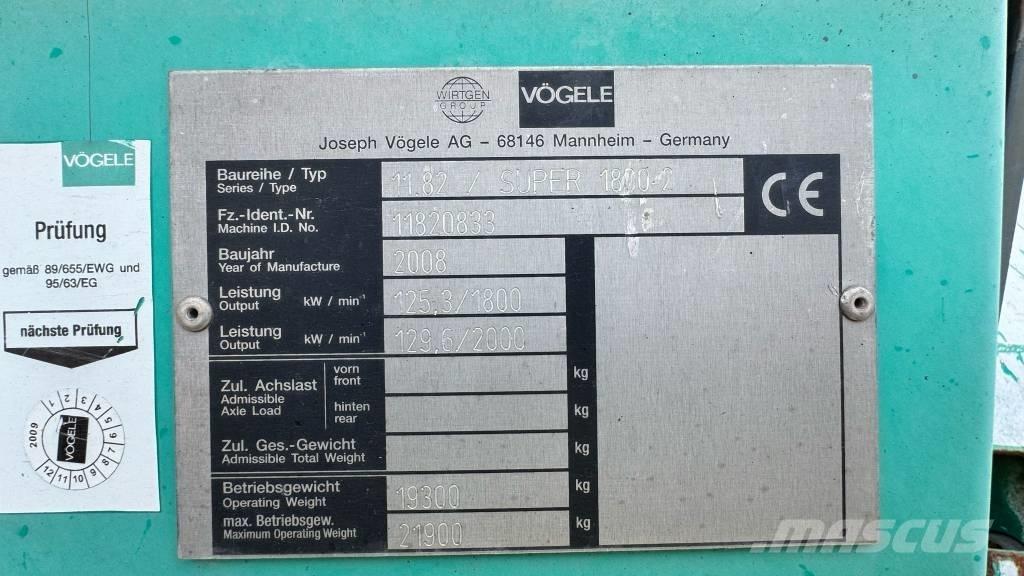 Vögele Super 1800-2 Asfaltni finišeri