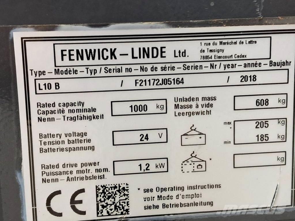 Linde L10B Ručni električni viličar