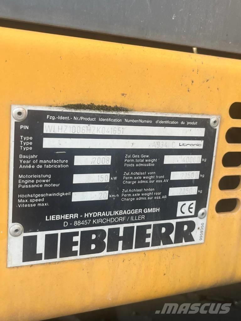 Liebherr A 934 C Bageri za manipuliranje materijalom / otpadom