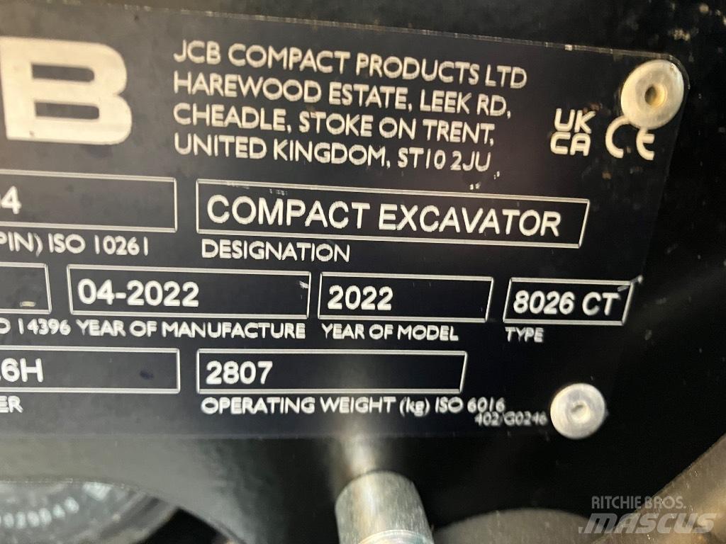 JCB 8026 CTS Mini bageri <7t