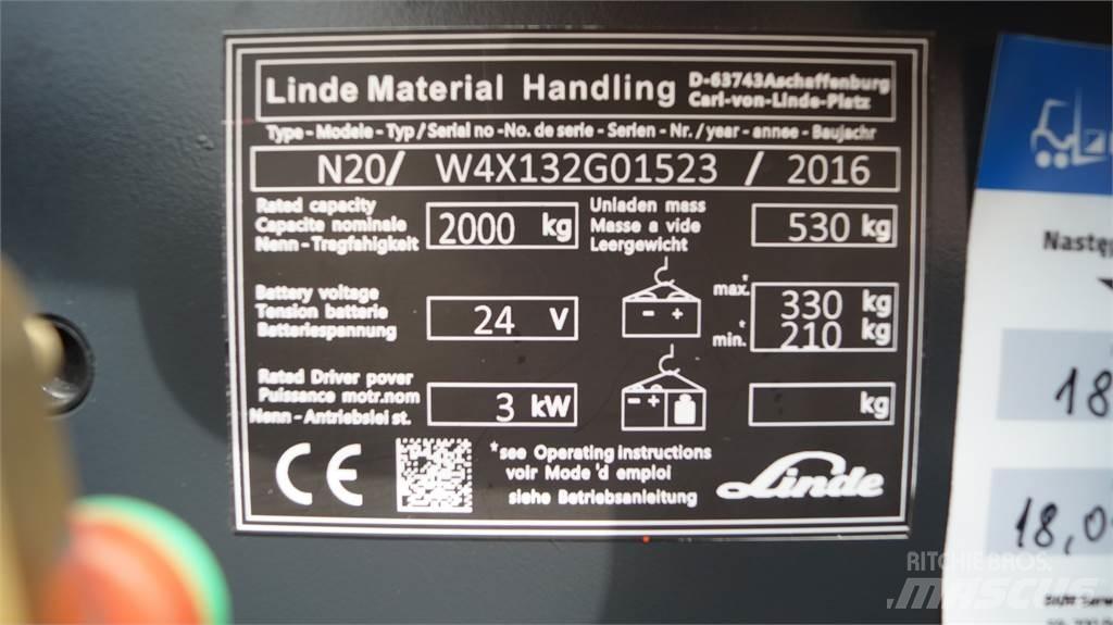 Linde N20 kurz Niskopodizni komisioni viličar