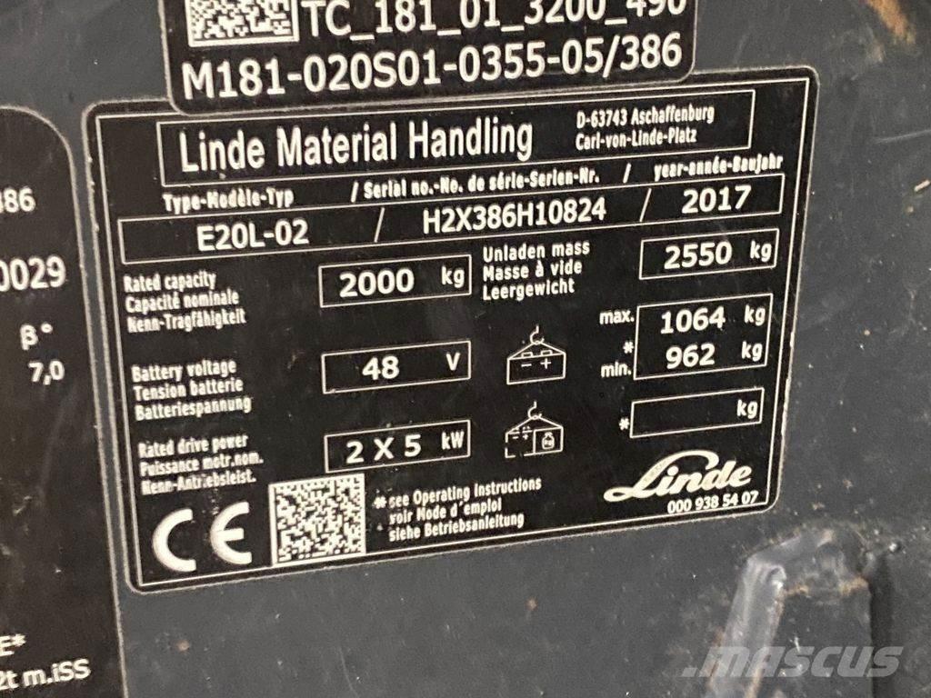 Linde E20L-02 Električni viličari