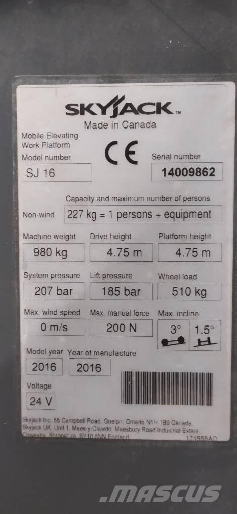 SkyJack SJ 16 Vertikalne radne podizne platforme