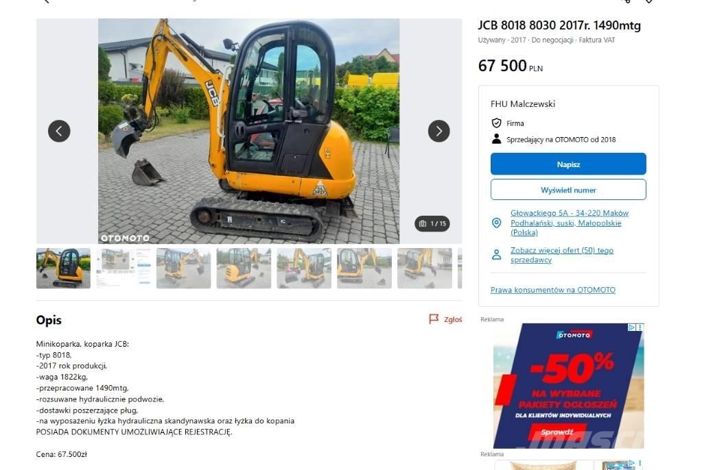 JCB 8030 Mini bageri <7t