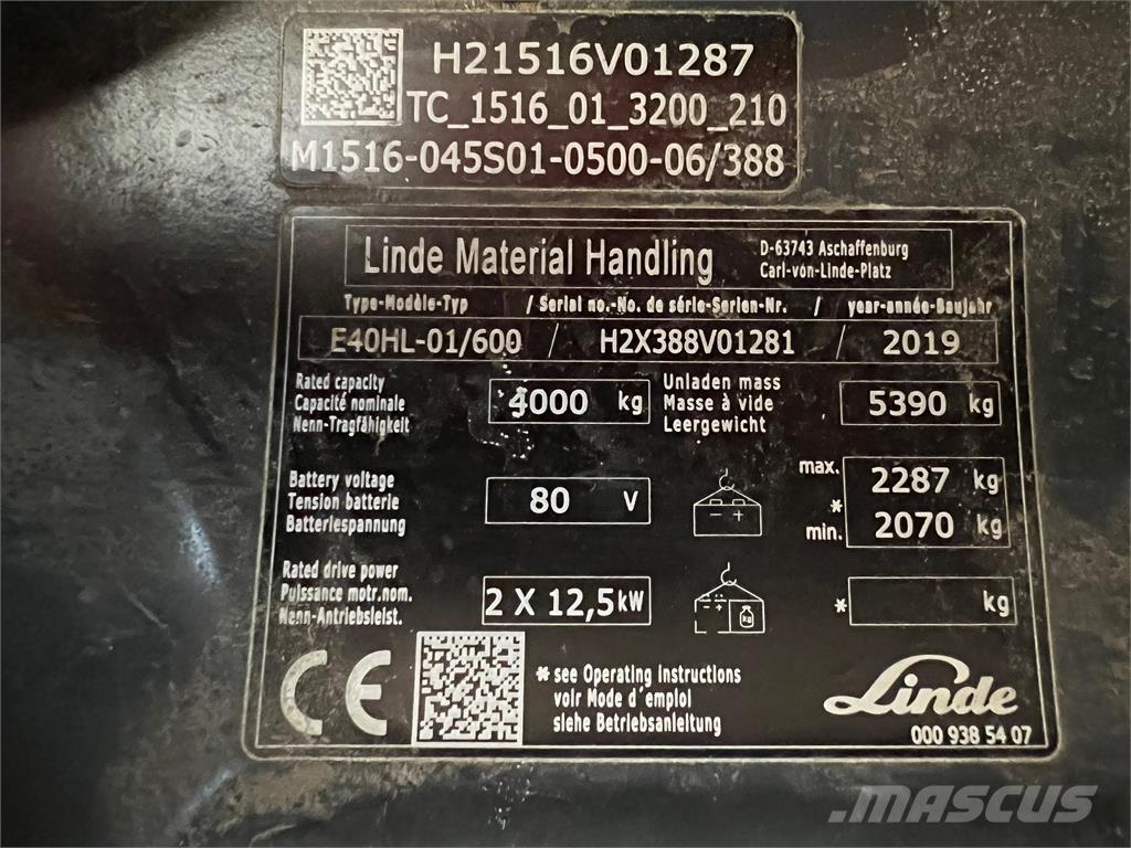 Linde E 40/600 HL Električni viličari