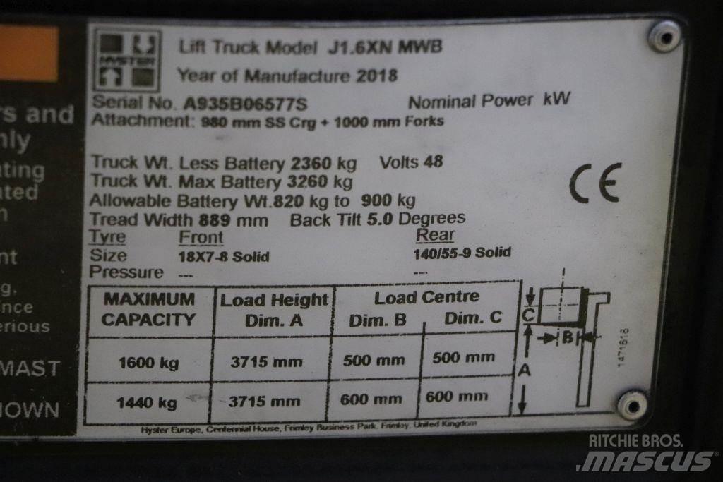 Hyster J1.6XN Električni viličari