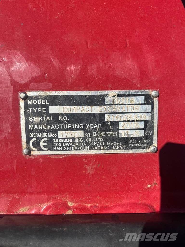 Takeuchi TB216 Mini bageri <7t