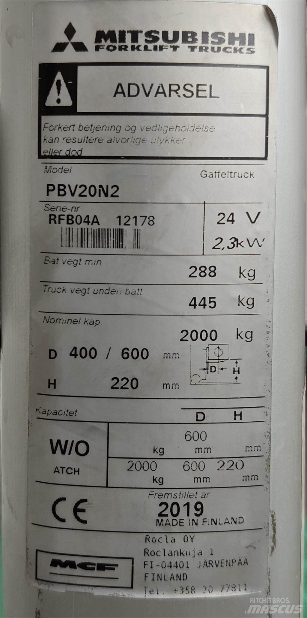 Mitsubishi PBV20N2 Viličari - ostalo