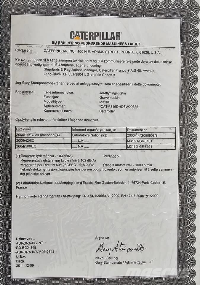 CAT M 316 D Bageri na kotačima