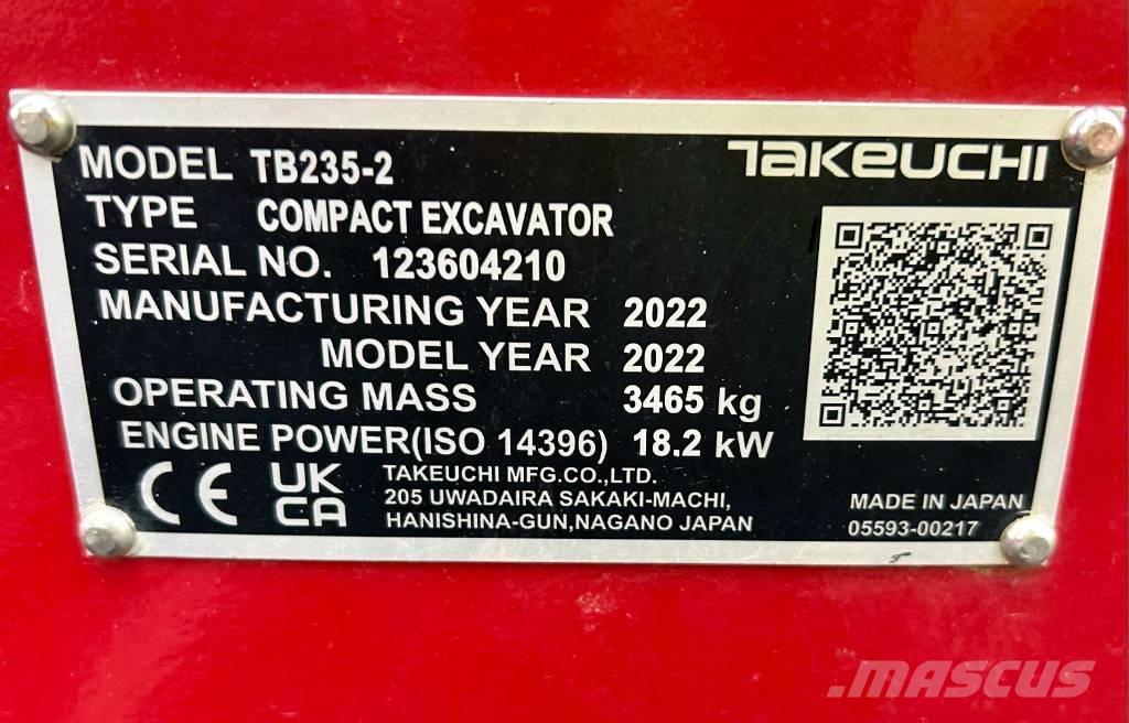 Takeuchi TB 235-2 V3 Mini bageri <7t