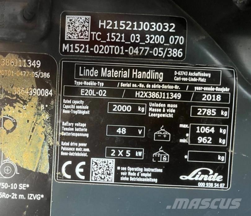Linde E20L-02-386 Električni viličari