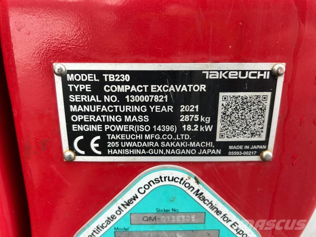Takeuchi TB 230 V3 Mini bageri <7t