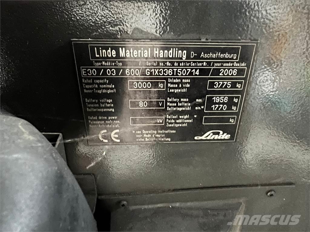 Linde E30 / 03 / 600 Električni viličari