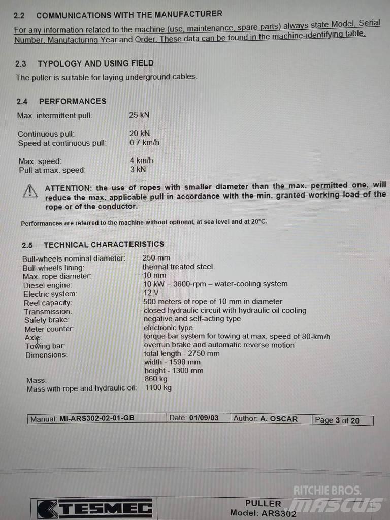 Tesmec ARS 302 Ostalo