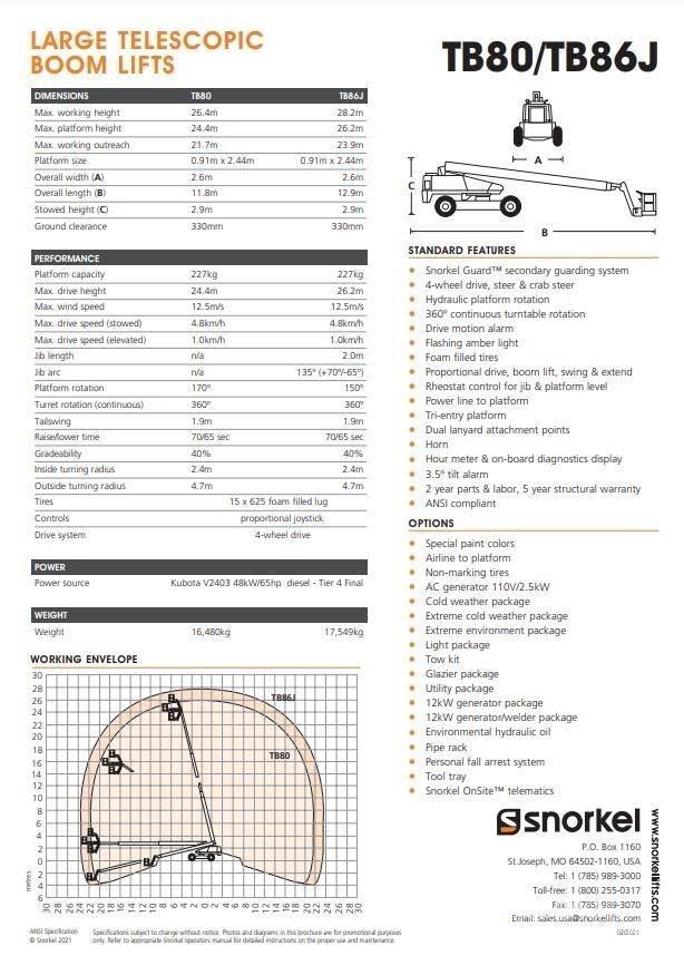Snorkel TB86J Teleskopske podizne platforme