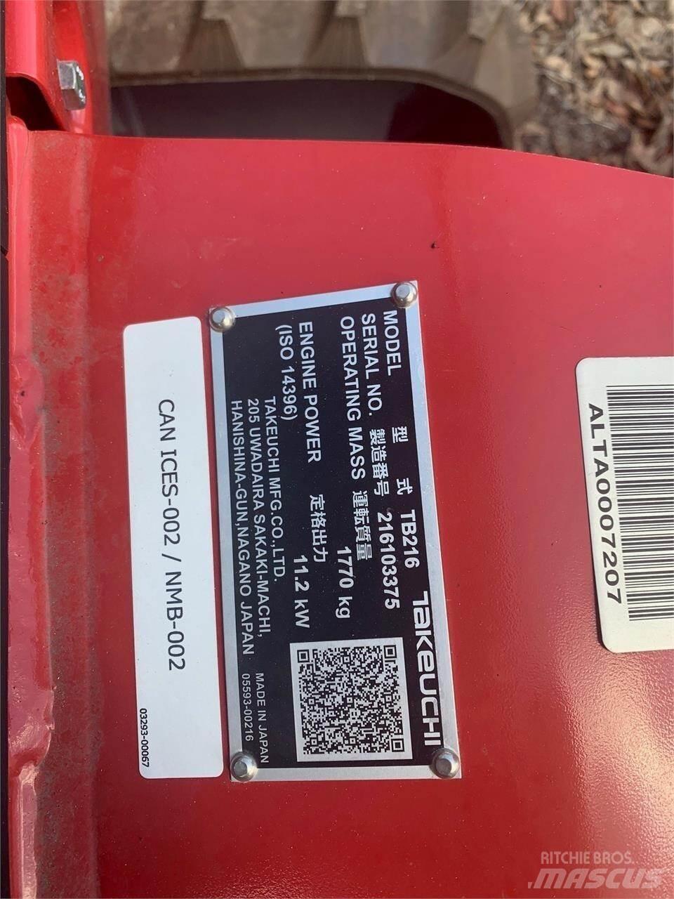 Takeuchi TB216 Mini bageri <7t