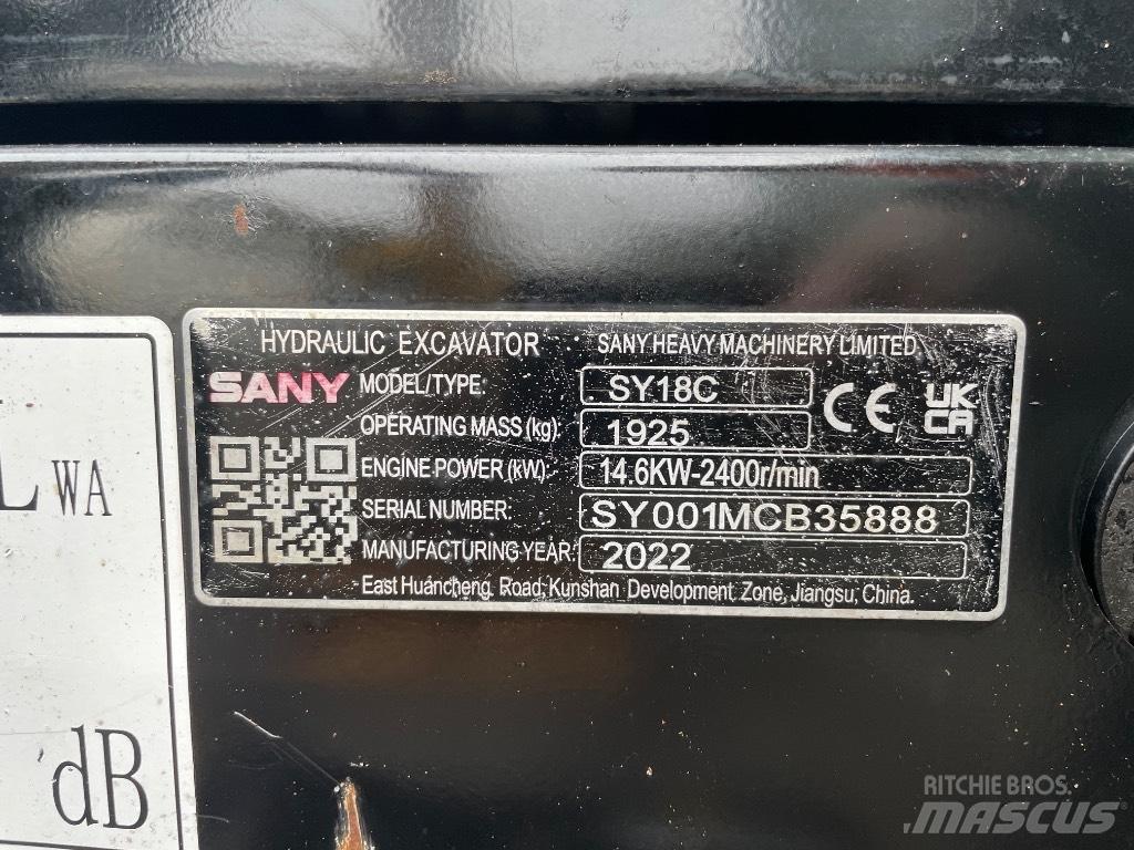Sany SY 18 C Mini bageri <7t