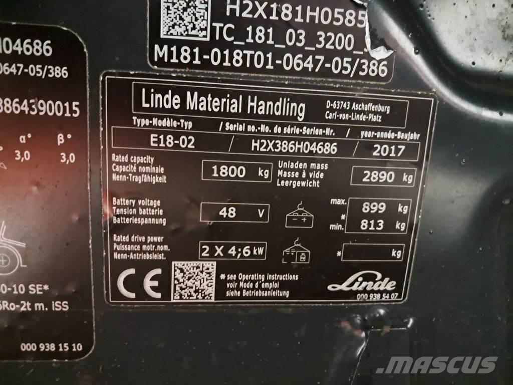 Linde E18-02 Električni viličari