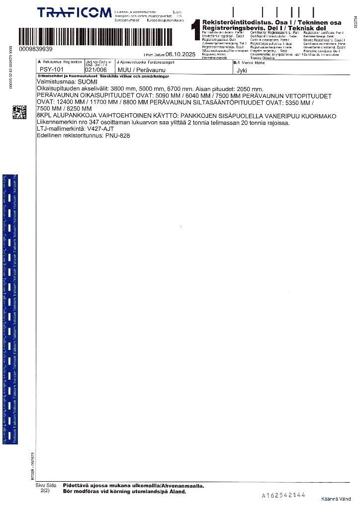 Jyki V427-AJT Prikolice za stabla