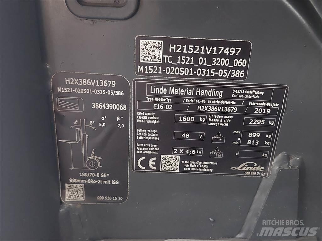 Linde E16 02 Električni viličari