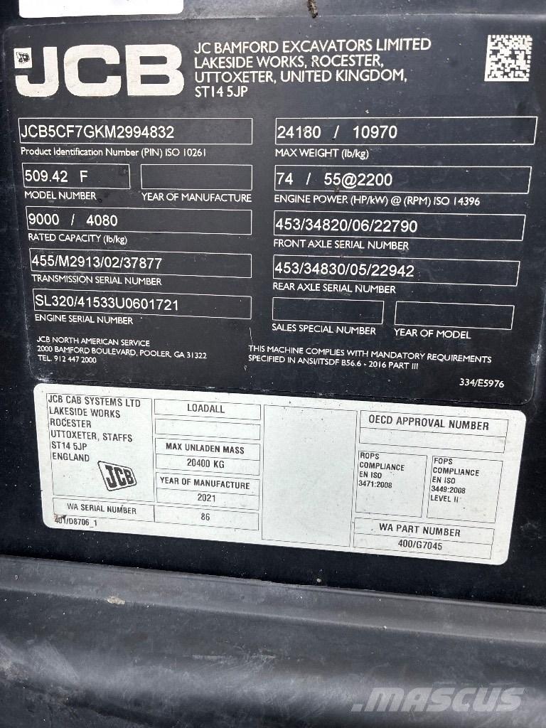 JCB 509-42 Teleskopski viličari