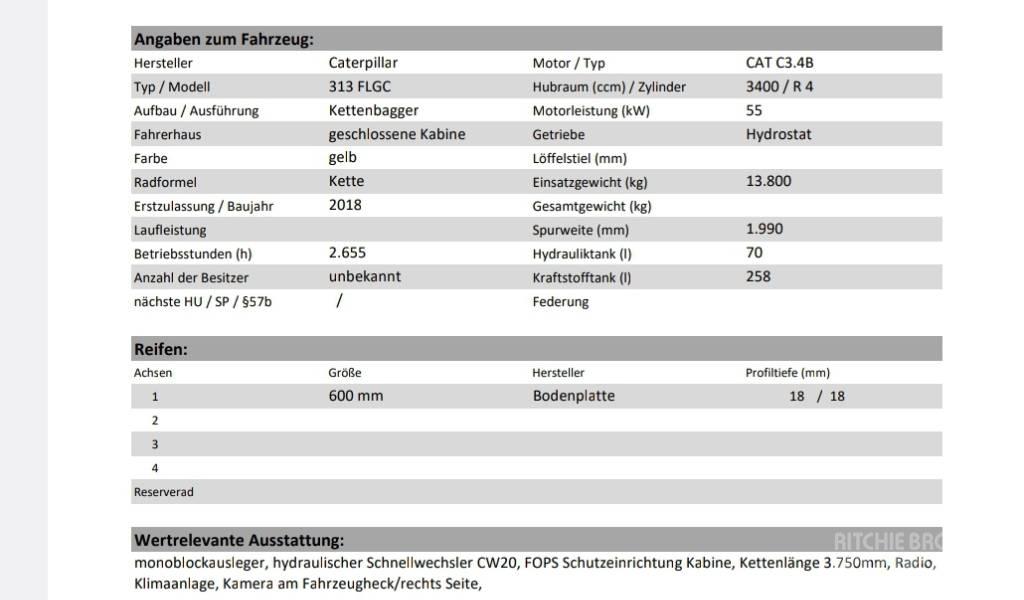 CAT 313 F LGC Bageri gusjeničari