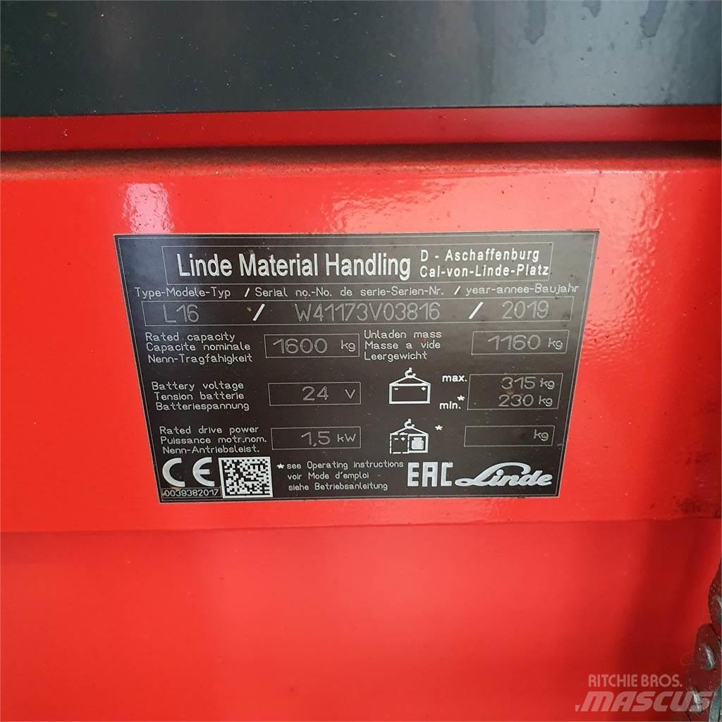 Linde L16i Ručni električni viličar