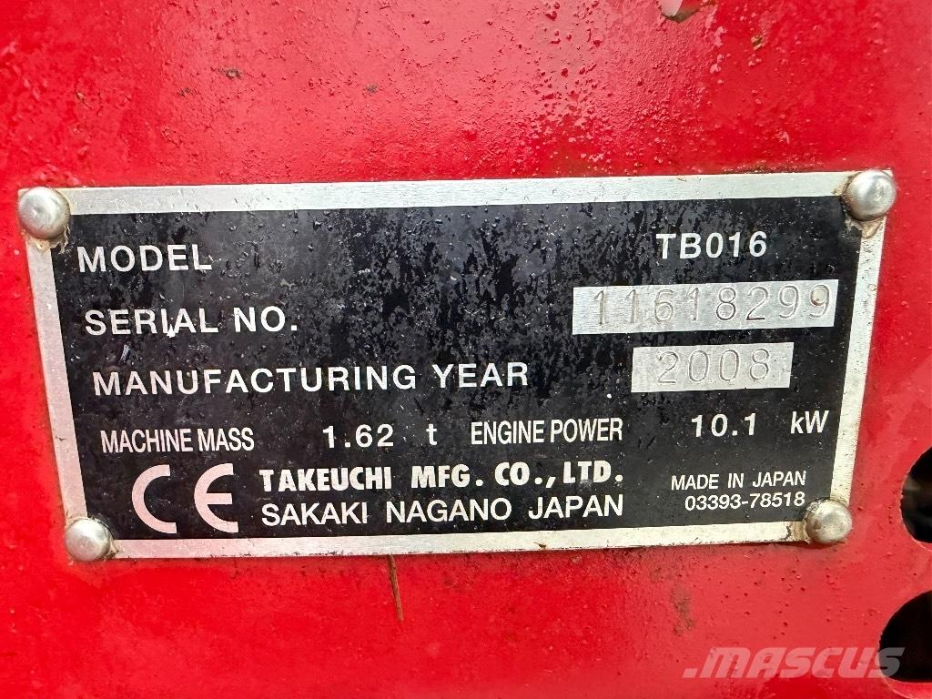 Takeuchi TB 016 Mini bageri <7t