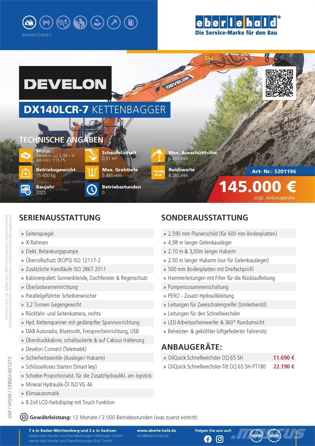 Develon DX140LCR-7 Bageri gusjeničari