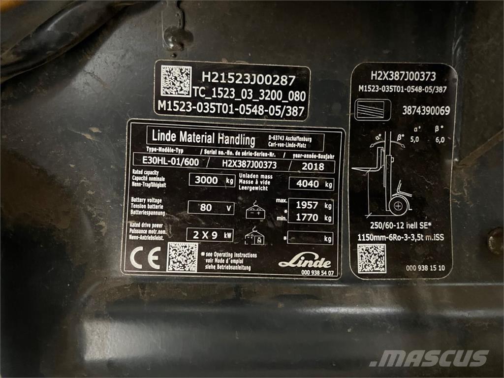Linde E30/600HL Električni viličari