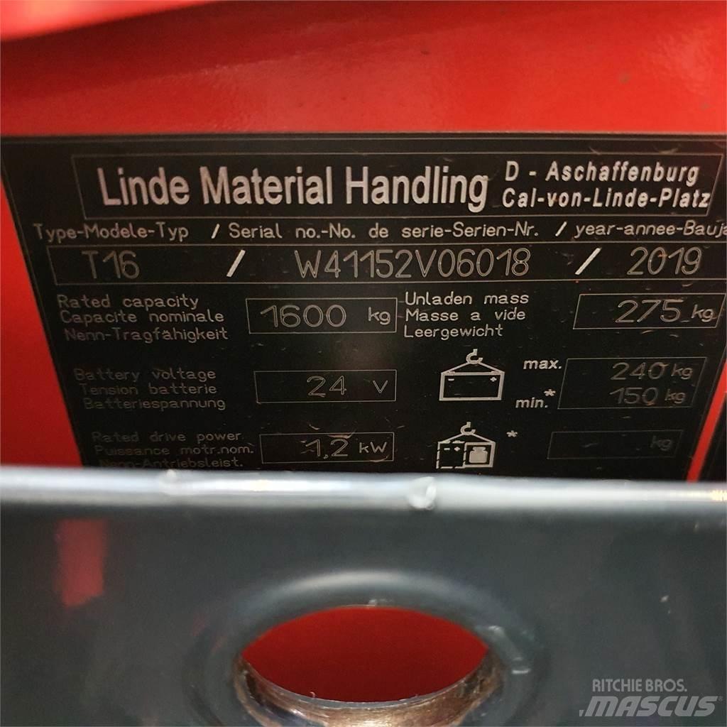 Linde T16 Li-Ion Nisko podizni električni viličar