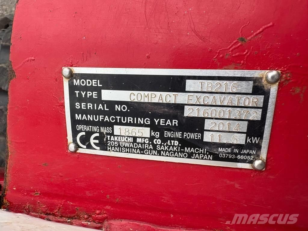 Takeuchi TB 216 Mini bageri <7t