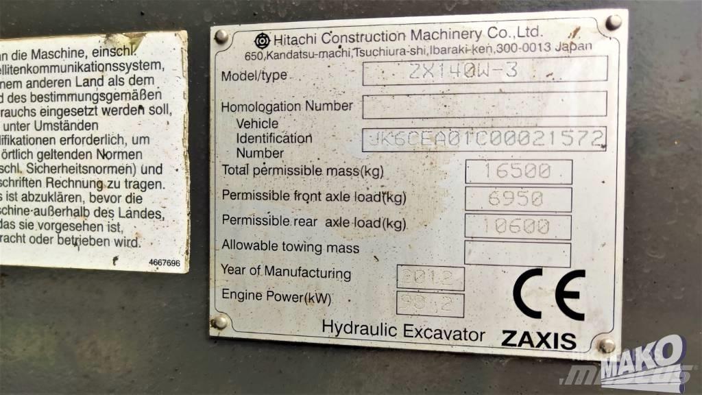 Hitachi ZX 140 W-3 Bageri na kotačima