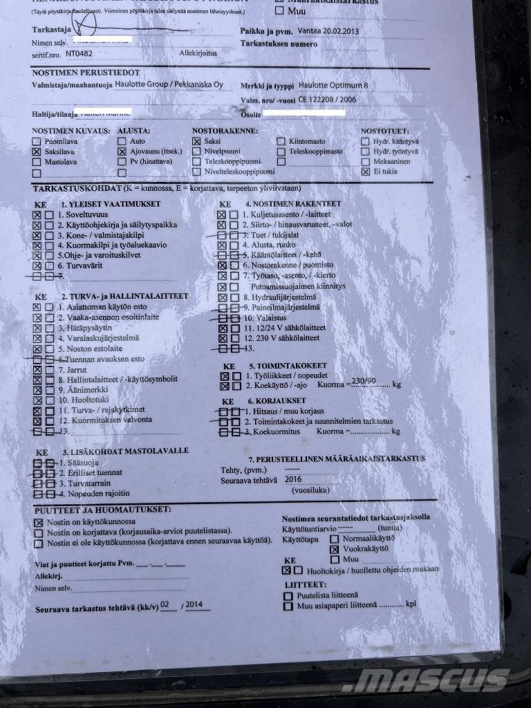 Haulotte Optimum  8 Škaraste platforme