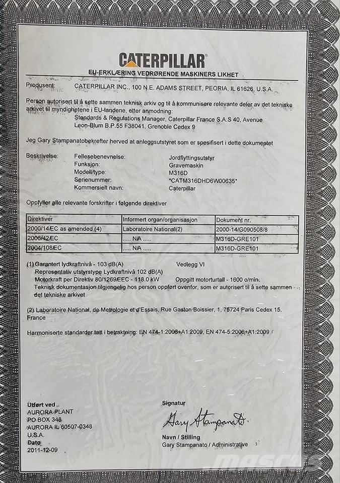 CAT M 316 D Bageri na kotačima