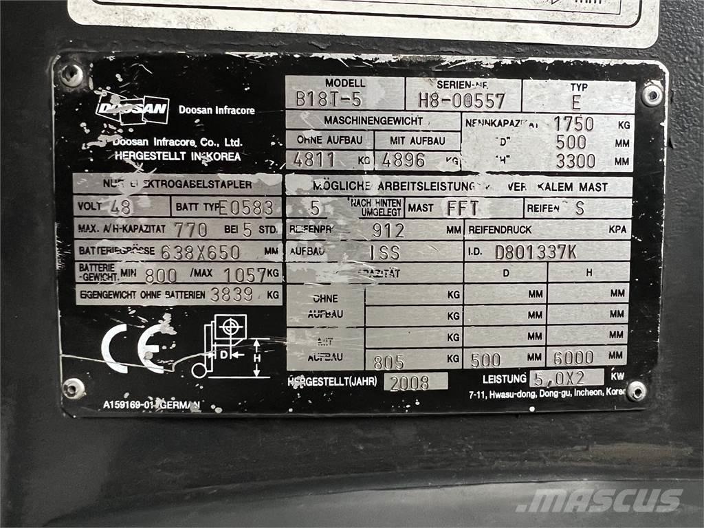 Doosan B18T-5 Električni viličari