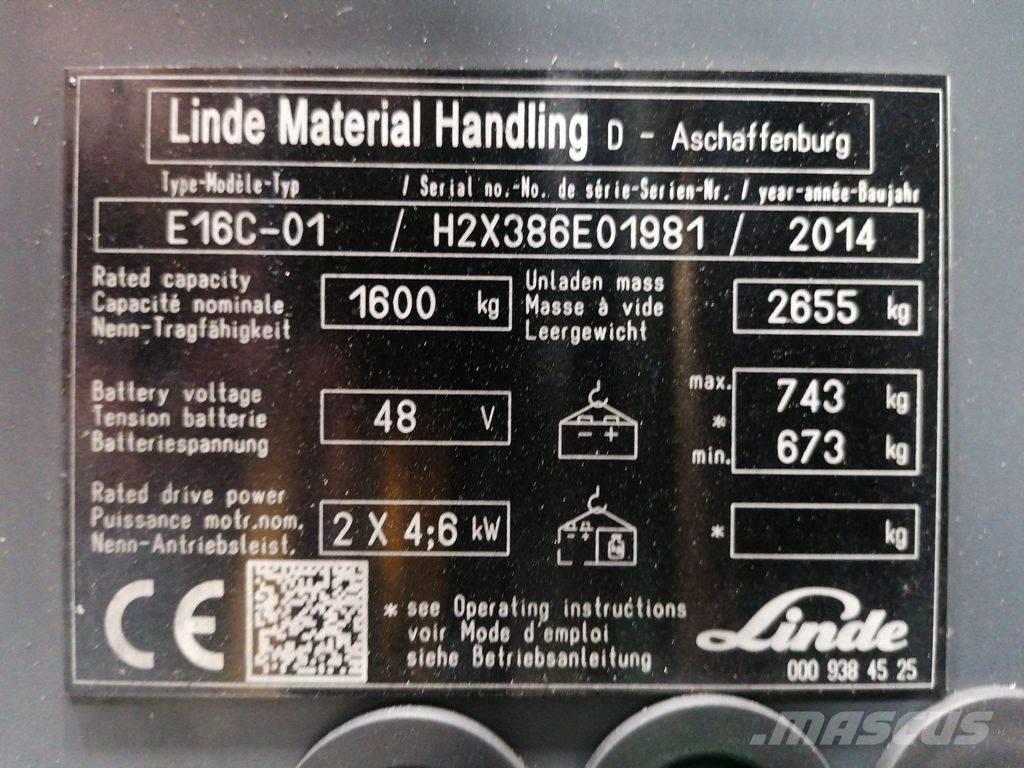 Linde E16C-01 Električni viličari