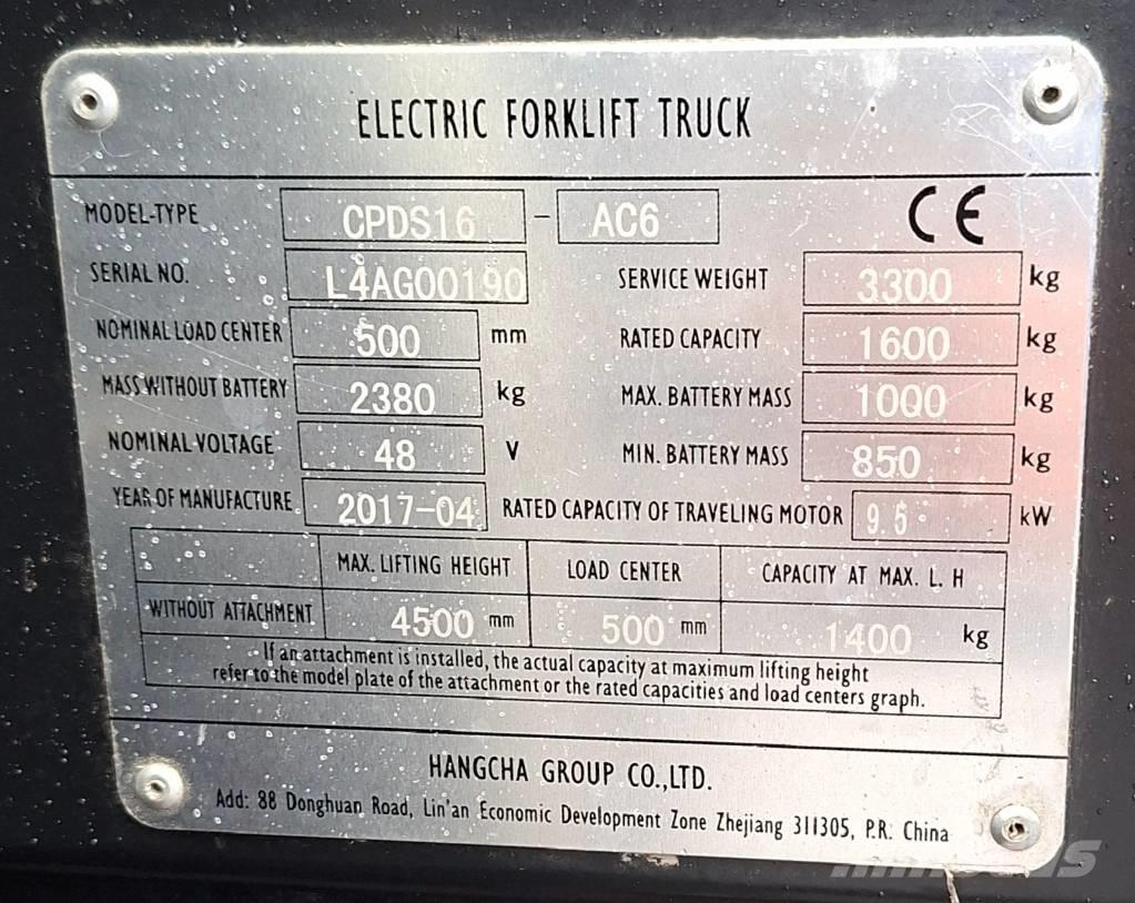 Hangcha CPDS16-AC6 Električni viličari