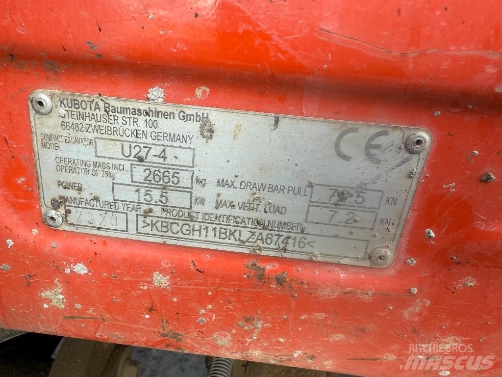 Kubota U 27-4 Mini bageri <7t