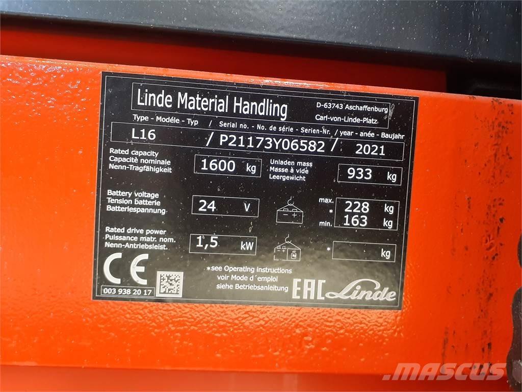 Linde L16i Ručni električni viličar