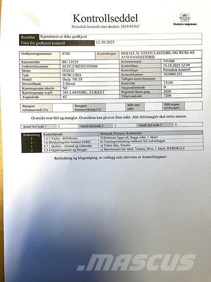 Iveco DAILY 70C18 Sanduk kamioni