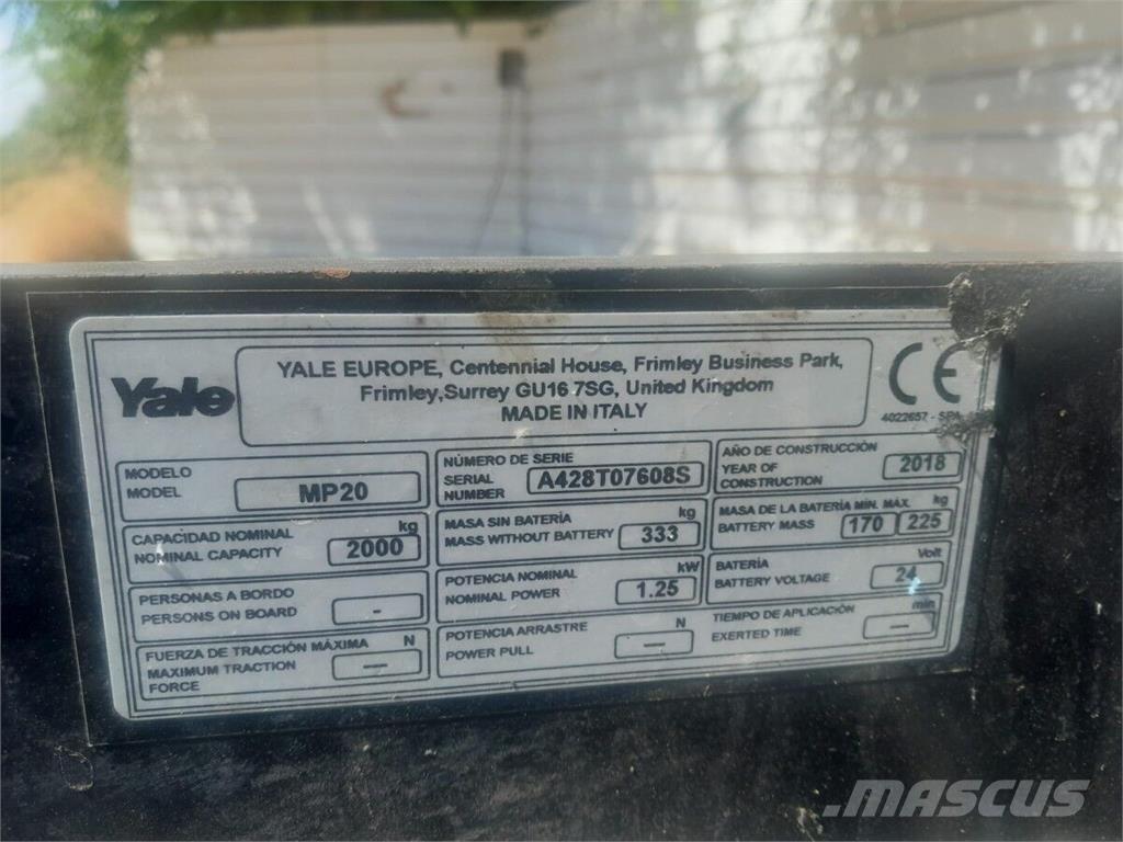 Yale MP20 Rukovanje materijalom – ostalo