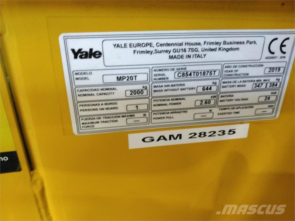 Yale MP20T Rukovanje materijalom – ostalo