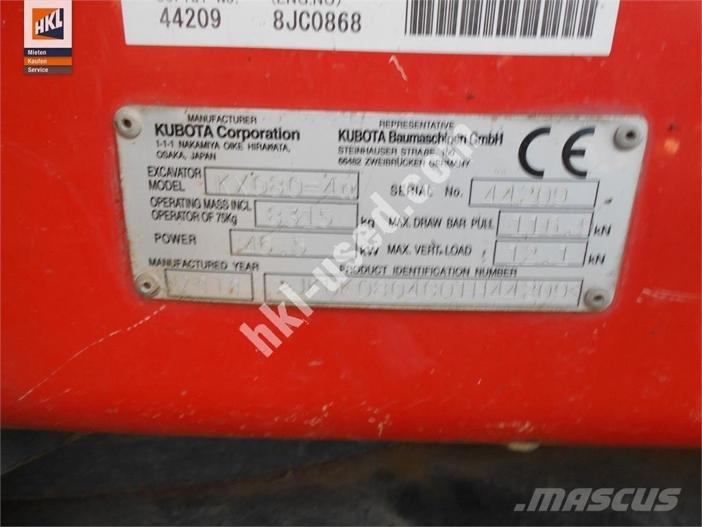 Kubota KX 080-4 Mini bageri <7t