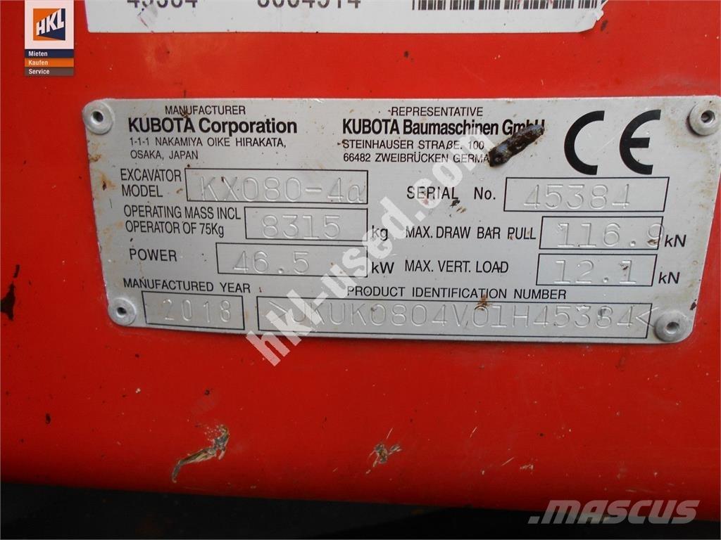 Kubota KX 080-4 Mini bageri <7t