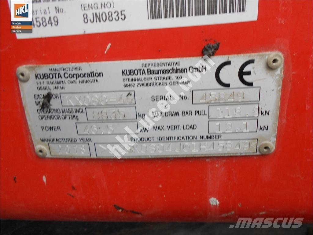 Kubota KX 080-4 Mini bageri <7t