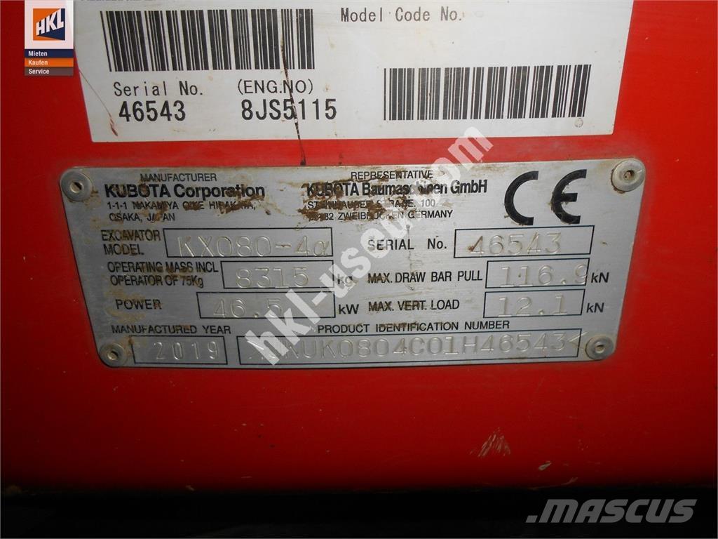 Kubota KX 080-4 Mini bageri <7t